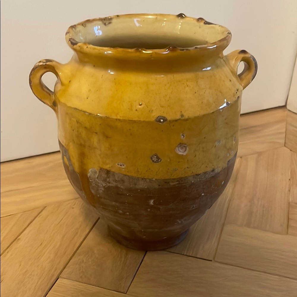 Rustic Yellow and Brown Ceramic Vase